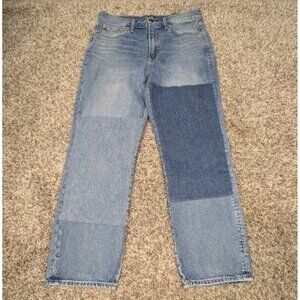 Gap Jeans Women's 8/29 Cheeky Straight High Rise Blue Stretch Patchwork Denim